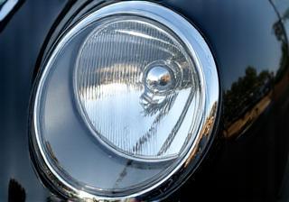 Restored clear car headlight after polishing
